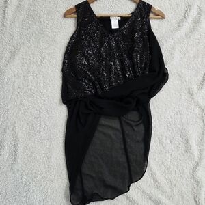 Esley Black Sequin Asymmetrical Blouse Holiday Party Sparkle Women S
